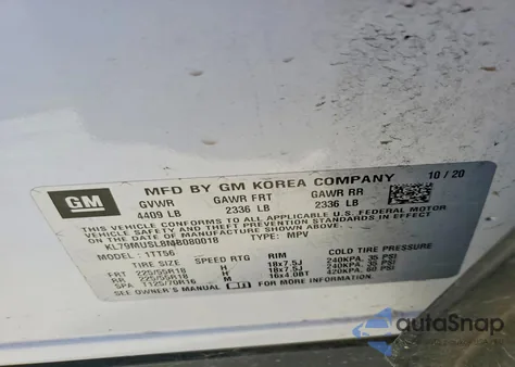 2021 Chevrolet Trailblazer Rs from USA, damaged, VIN KL79MUSL8MB080018